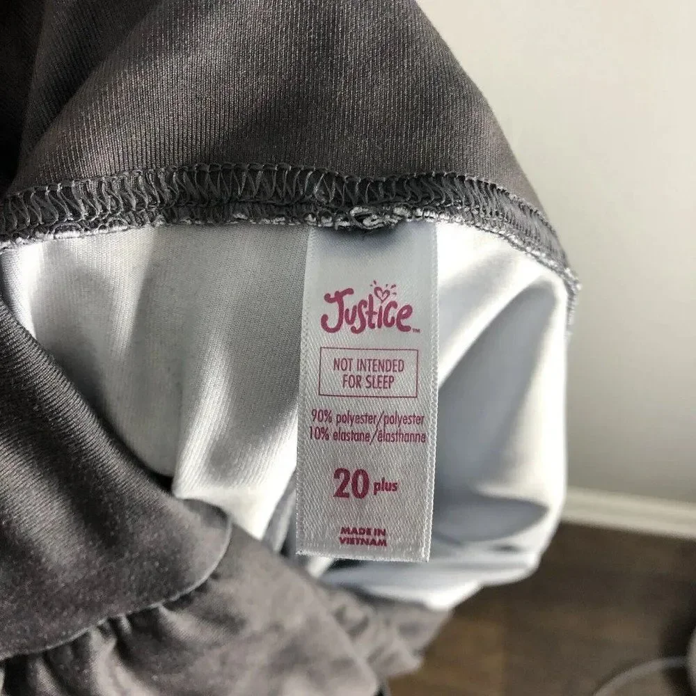Justice Leggings Youth 20 Plus Gray Pink White Tie Dye Layered Waist Sash Accent
